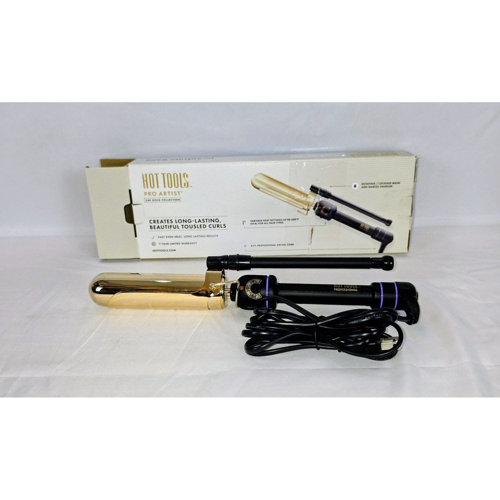 Hot Tools Pro Artist 24K Gold Collection 1" Curling Iron Variable Heat 8' Swivel